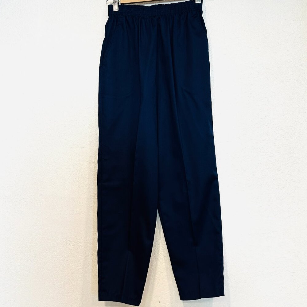 Vintage Season Ticket Pull On Pants Elastic Waist Navy Size 8 Short Made in USA